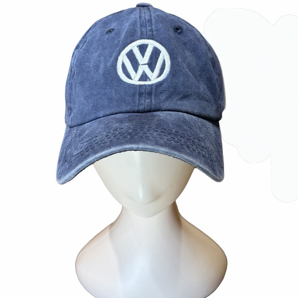 Volkswagen VW Logo Pit Bull Baseball Cap Blue Distressed Washed Dad Hat Adjust.